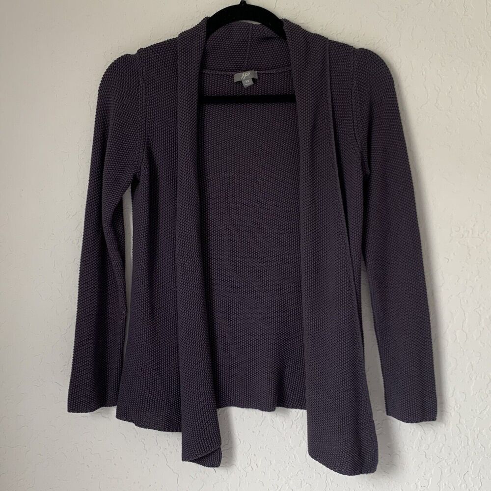 J Jill Cardigan Sweater Women XS Gray Drape Open Front Minimalist Coastal Career